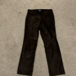 INC brown suede straight leg pants-4